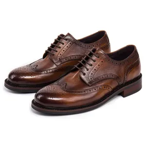 Handmade Black Leather Wingtip Oxfords for Men