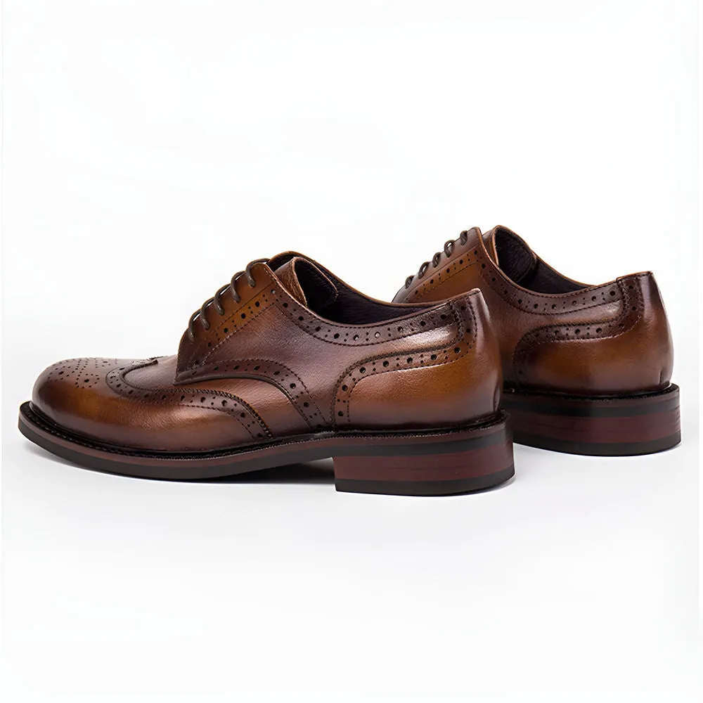 Handmade Black Leather Wingtip Oxfords for Men