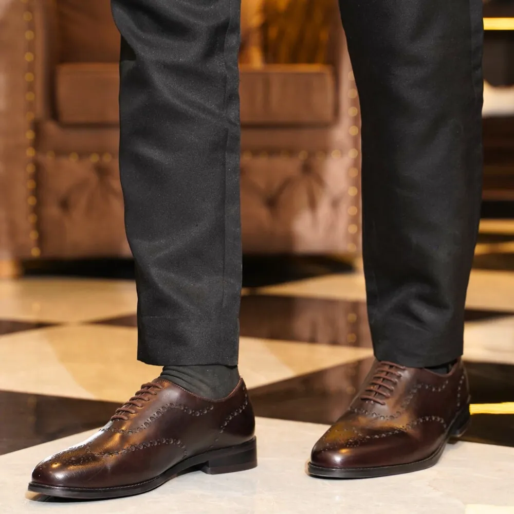 Handmade Brown Leather Oxford Brogues for Men – Classic Formal Shoes