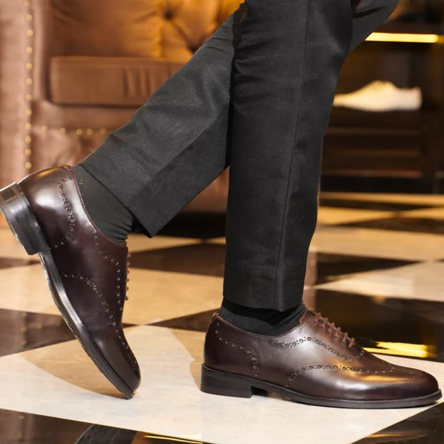 Handmade Brown Leather Oxford Brogues for Men – Classic Formal Shoes