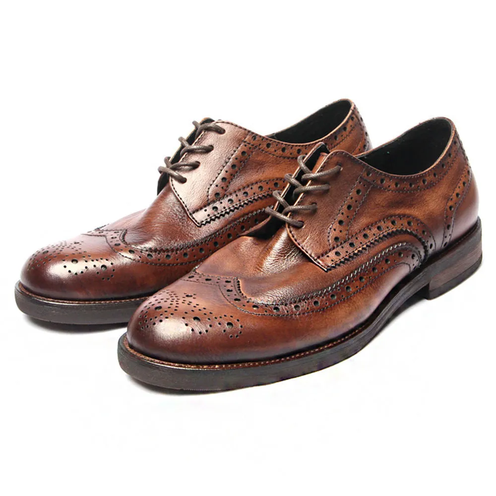 Handmade Leather Wingtip Brogues for Men