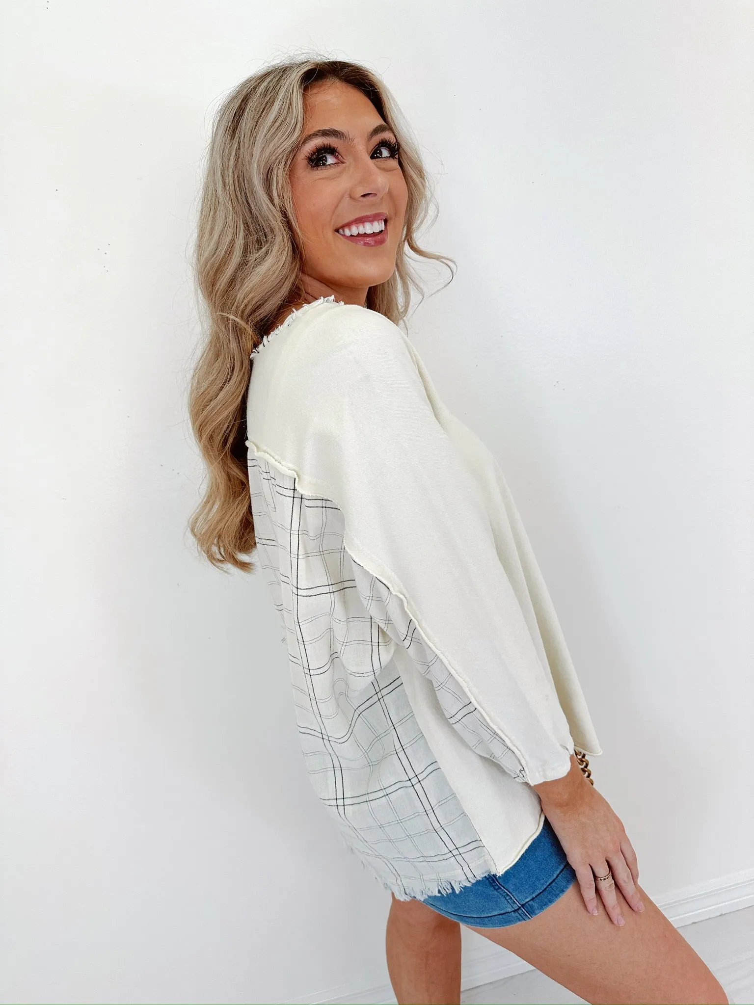 Hannah Henley Washed Top - Ivory