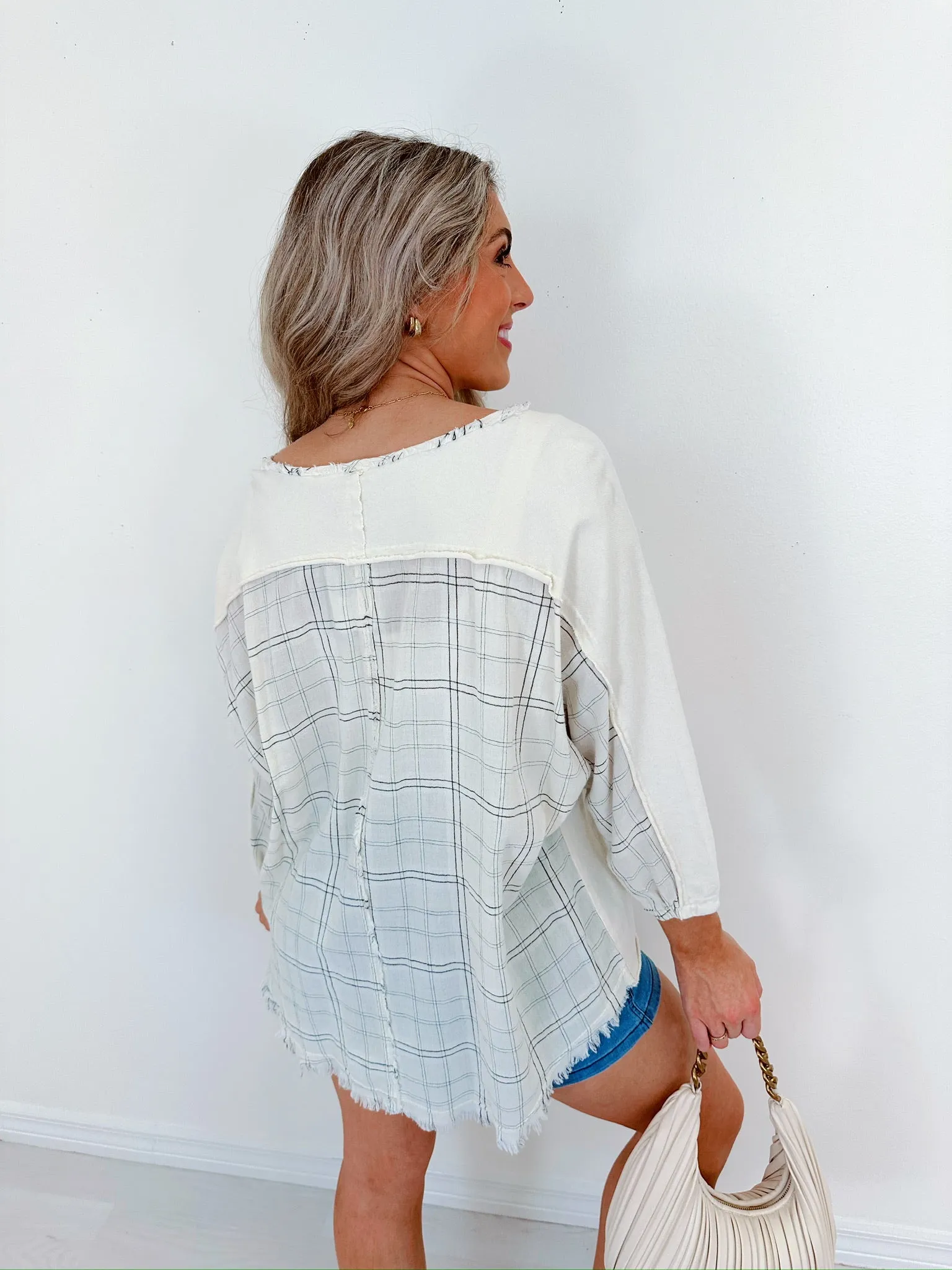 Hannah Henley Washed Top - Ivory