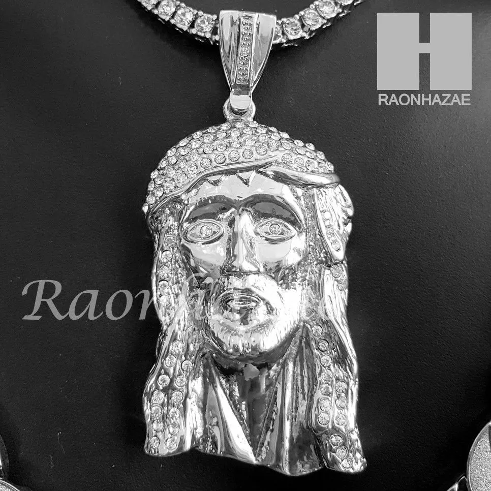 Hip Hop Jesus Pendant 16" Choker 18" Tennis 30" Miami Cuban Chain 26S