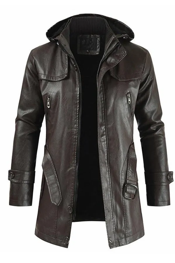 HOODED LEATHER JACKET