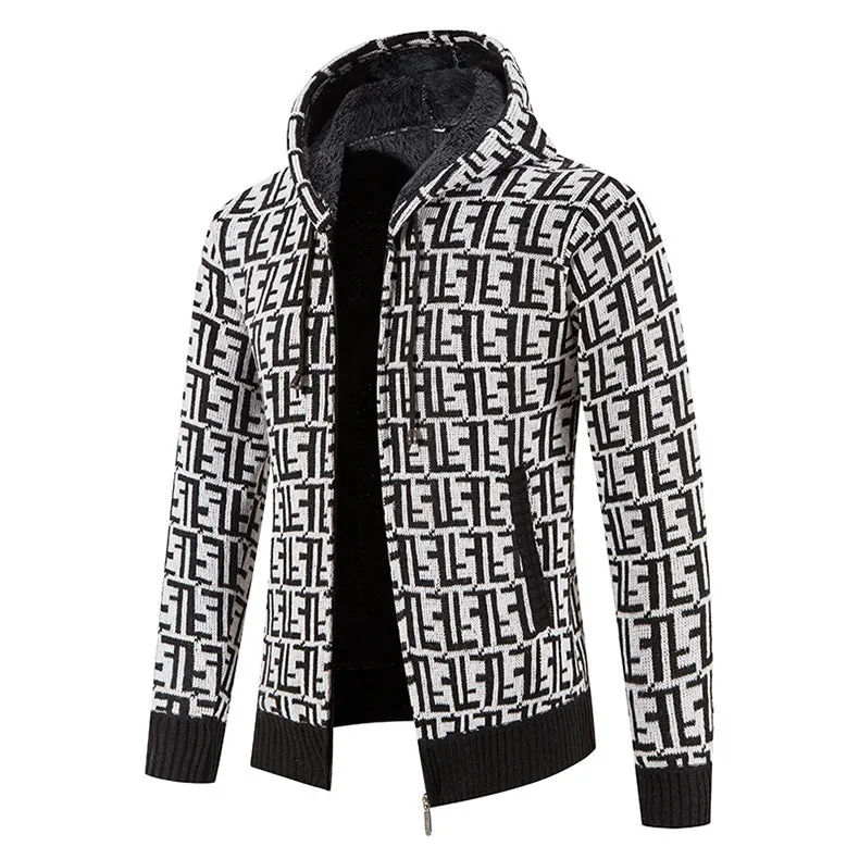 Hooded Printed Casual Sweater Cardigan
