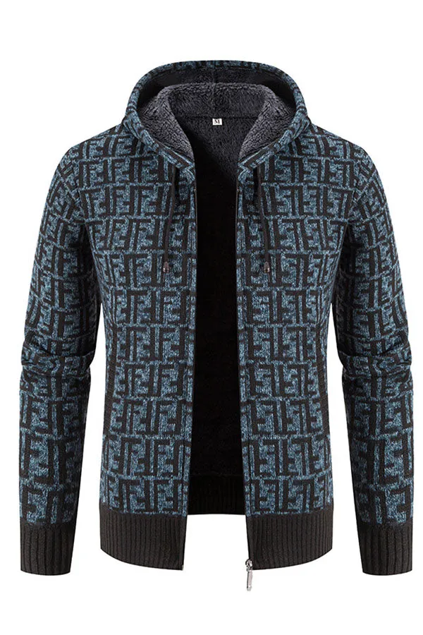 Hooded Printed Casual Sweater Cardigan