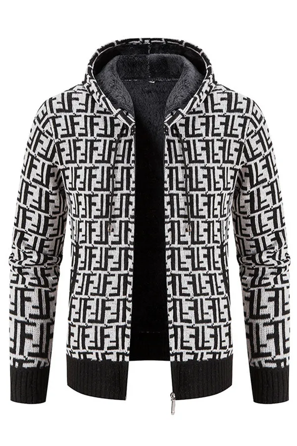 Hooded Printed Casual Sweater Cardigan