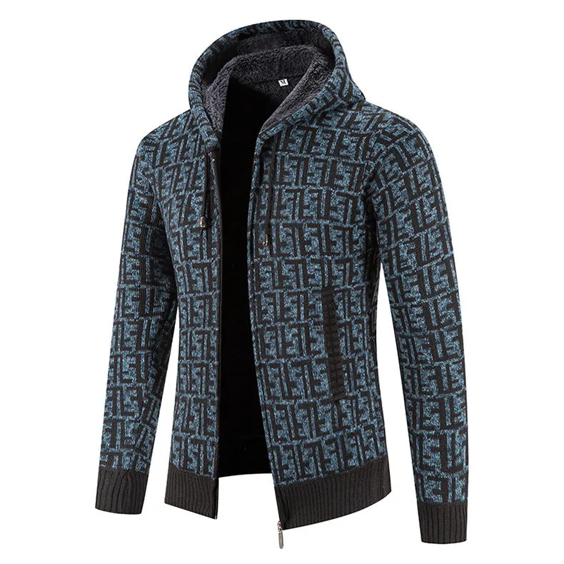 Hooded Printed Casual Sweater Cardigan