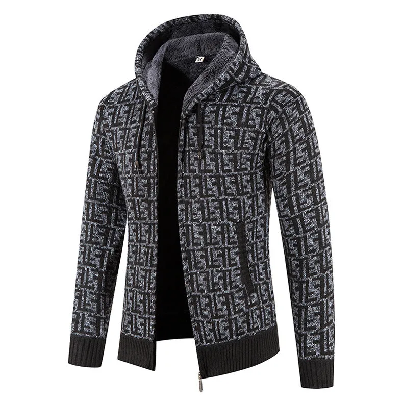 Hooded Printed Casual Sweater Cardigan