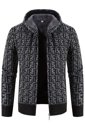 Hooded Printed Casual Sweater Cardigan