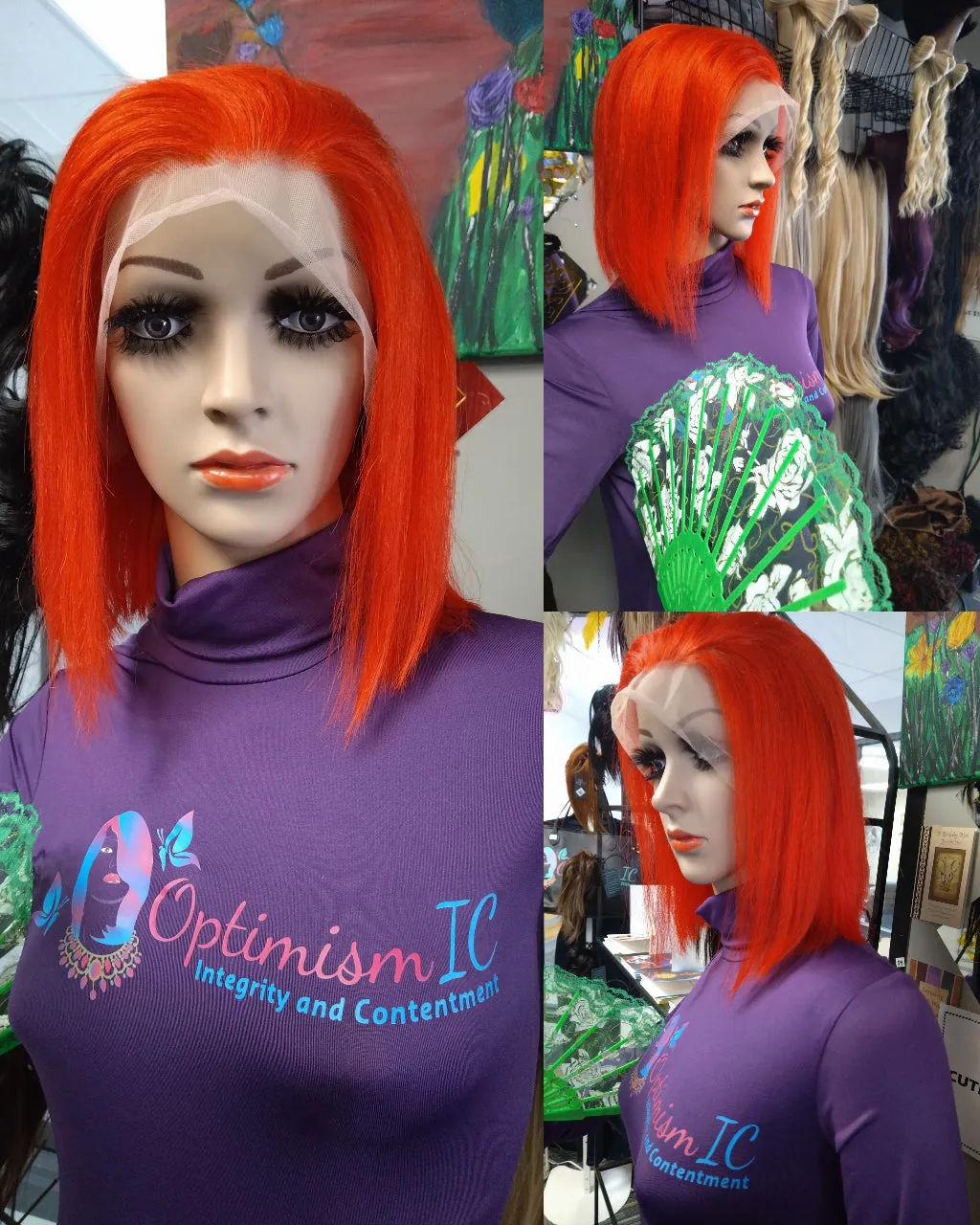 Imperial Summer Red Sorbet 13x6 Human Hair Bob Wigs $99 OptimismIC Wigs and Gifts