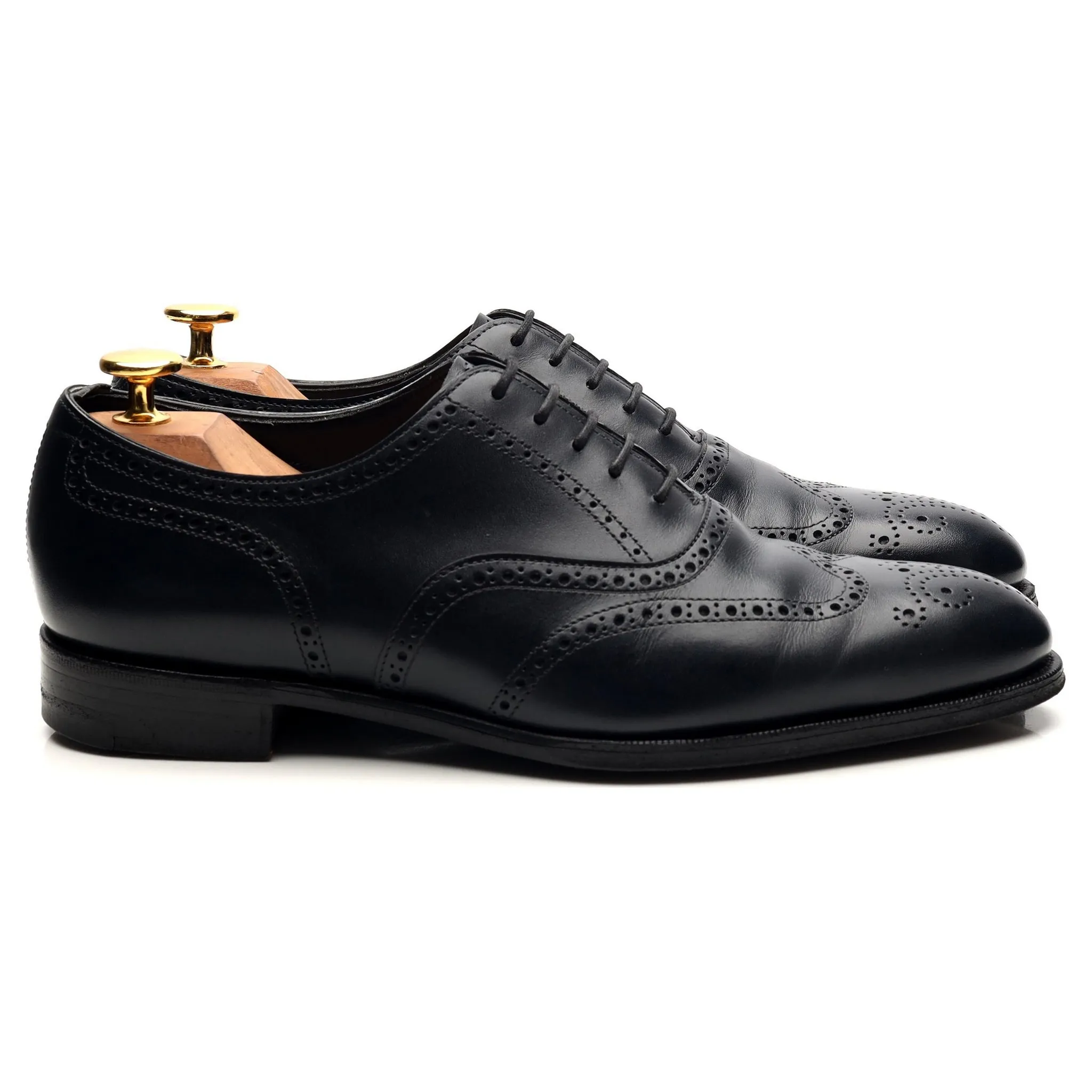 'Inverness' Navy Blue Leather Oxford Brogues UK 6 D