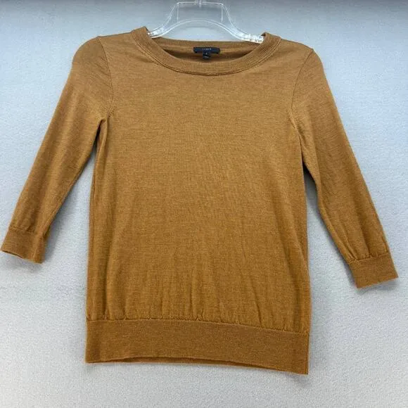 J. Crew Sweater Women's Size Small Mustard Gold Merino Wool