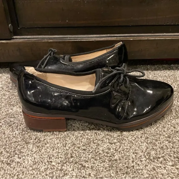 Jason Wu Black Terese Patent Leather Oxfords Brogues Sz 38 Orange Sz 7 - Womens
