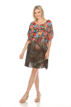 Johnny Was Cheetah Mini Dress with Braided Tie Boho Chic CSW2423-H