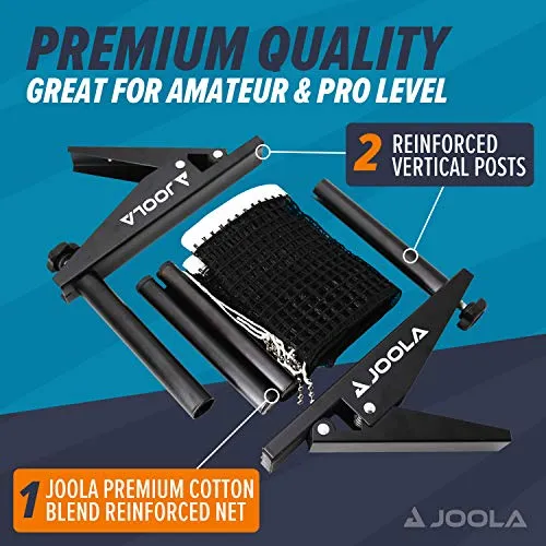 JOOLA Premium Inside Table Tennis Net and Post Set - Portable and Easy Setup 72" Regulation Size Ping Pong Spring Clamp Net