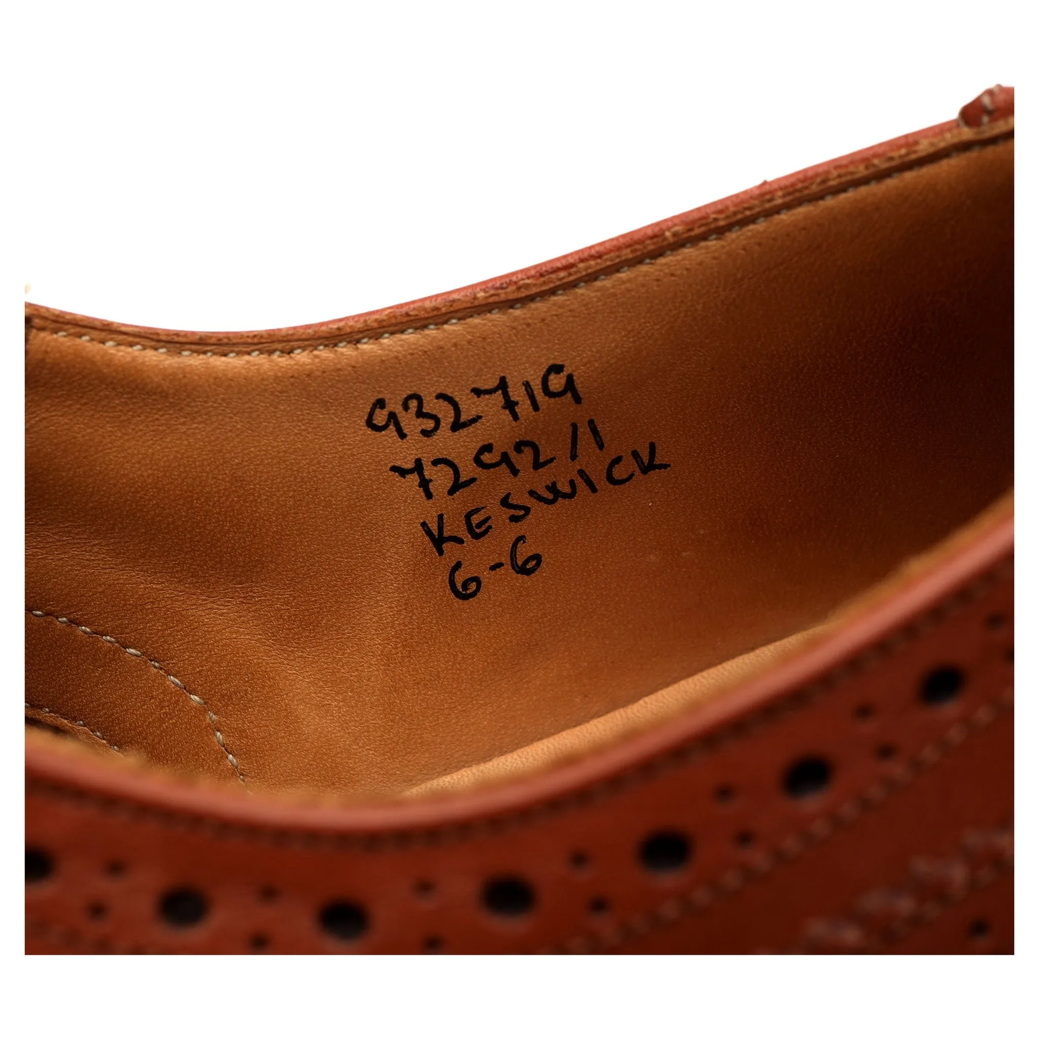 'Keswick' Tan Brown Leather Derby Brogue UK 6