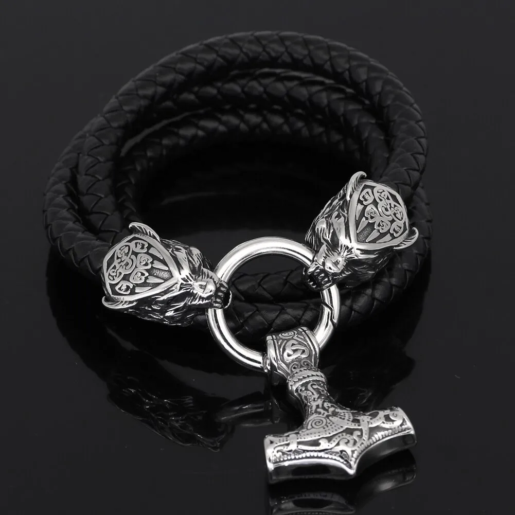 King Chain With Wolf Claws & Mjolnir Pendant