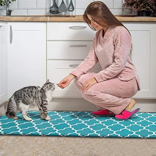 KMAT Kitchen Mat [2 PCS] Cushioned Anti-Fatigue Kitchen Rug, Waterproof Non-Slip Kitchen Mats and Rugs Heavy Duty PVC Ergonomic Comfort Standing Foam Mat for Kitchen, Floor Home, Office, Sink, Laundry