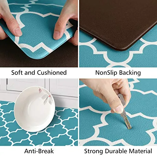 KMAT Kitchen Mat [2 PCS] Cushioned Anti-Fatigue Kitchen Rug, Waterproof Non-Slip Kitchen Mats and Rugs Heavy Duty PVC Ergonomic Comfort Standing Foam Mat for Kitchen, Floor Home, Office, Sink, Laundry