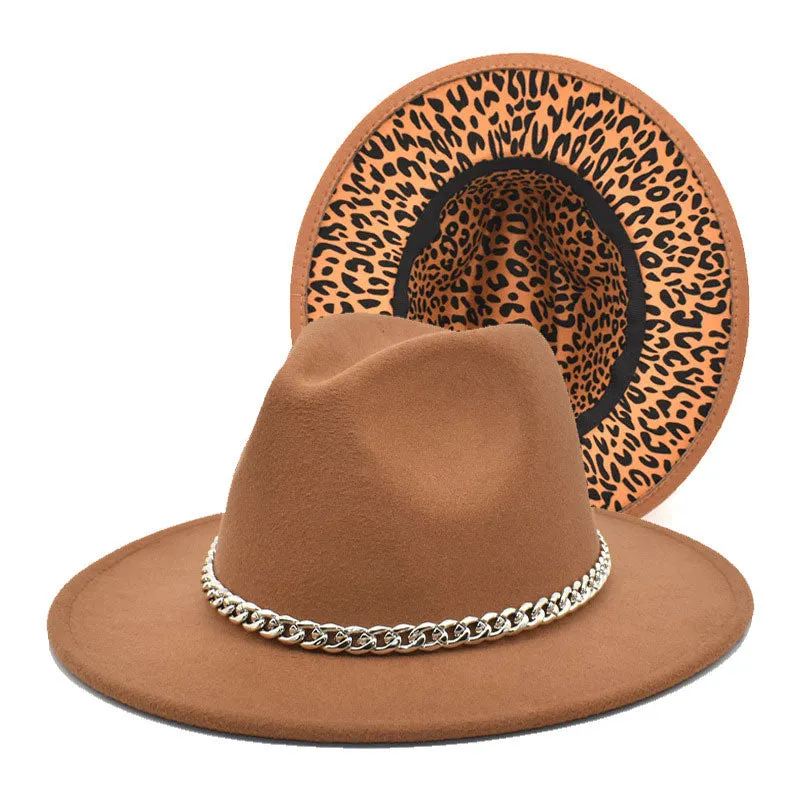 Leopard Print Chain Decoration Hat