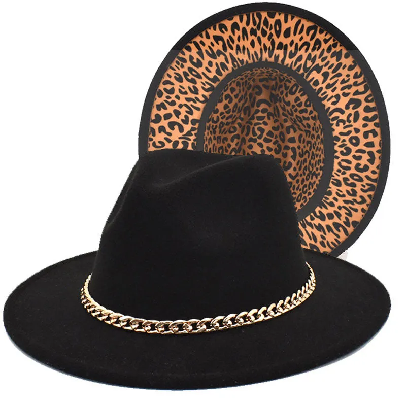 Leopard Print Chain Decoration Hat