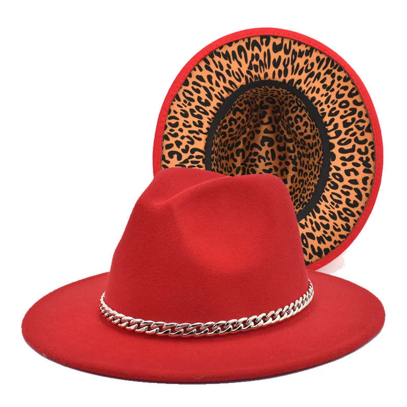 Leopard Print Chain Decoration Hat