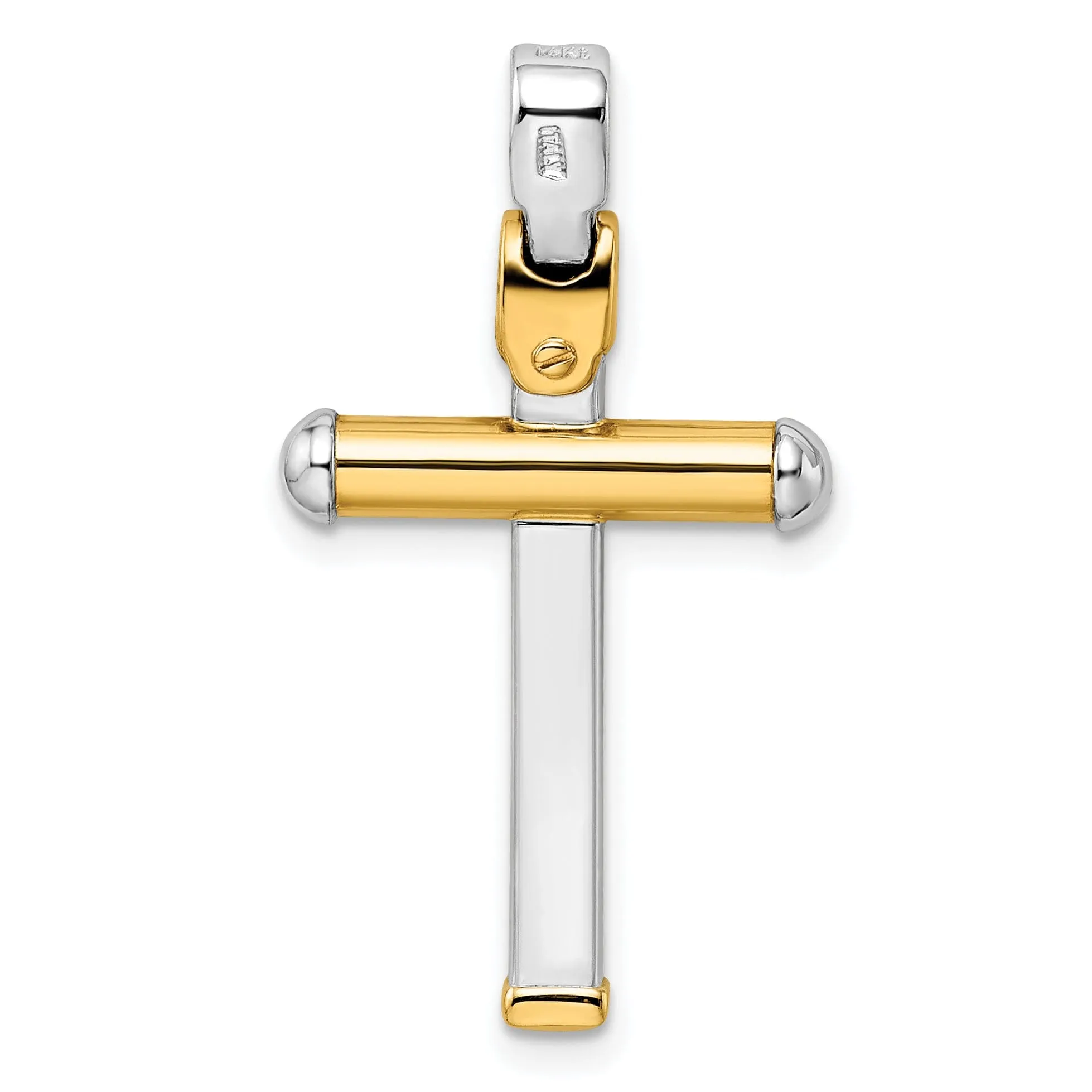 Leslie 14k Two Tone Gold Polished Cross Pendant