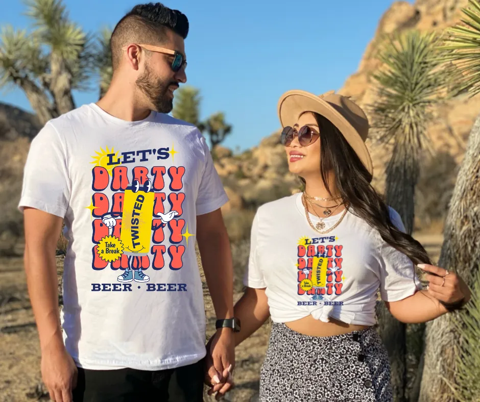 Let's Darty Twisted Can White Tee