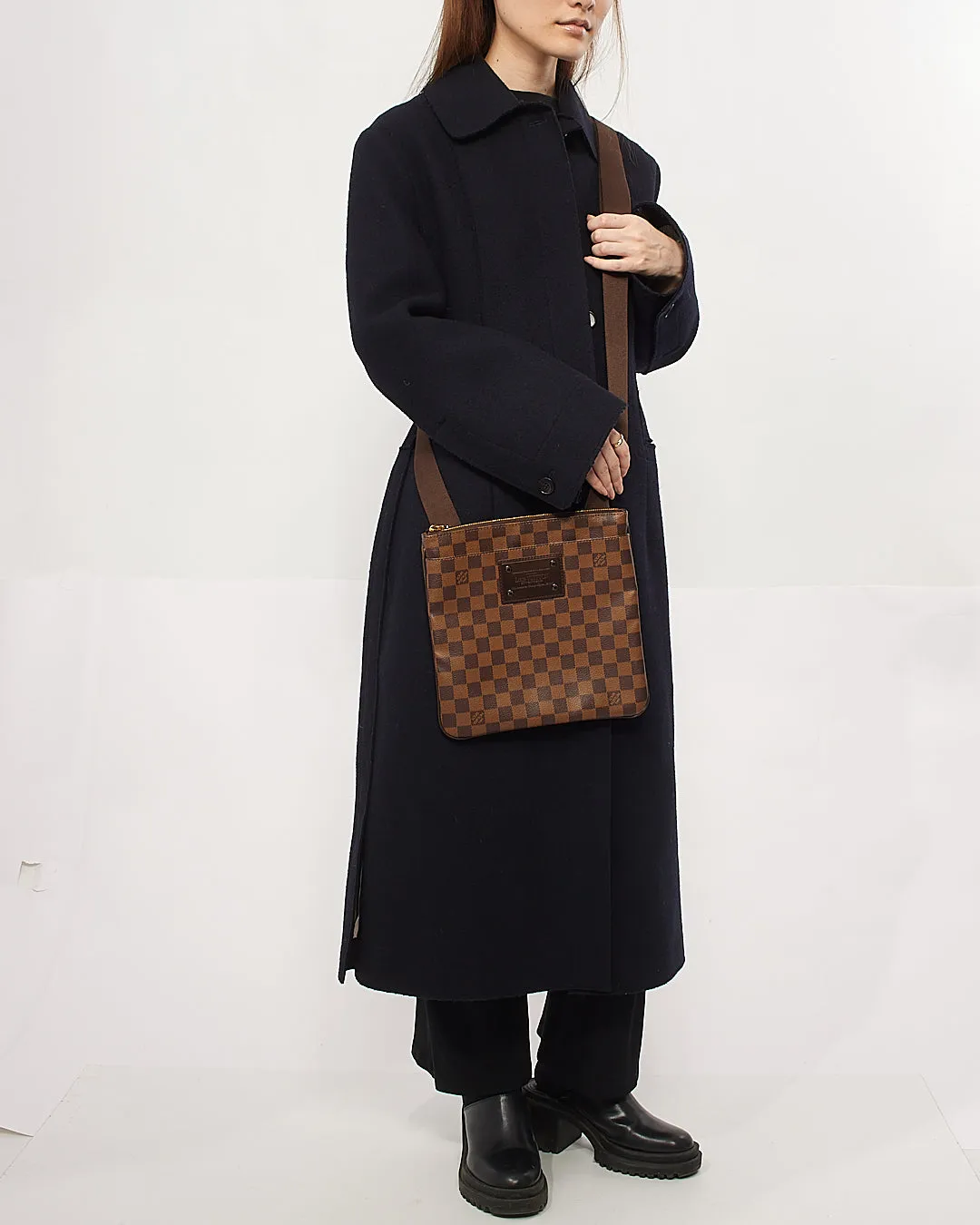 Louis Vuitton Damier Ebene Canvas Brooklyn Flat Pochette Crossbody Bag