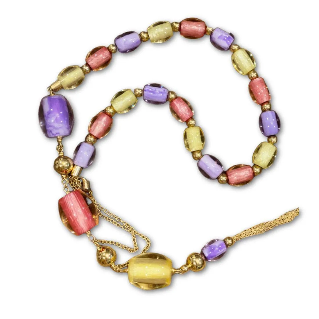 Lucite Bead   Tassel Necklace