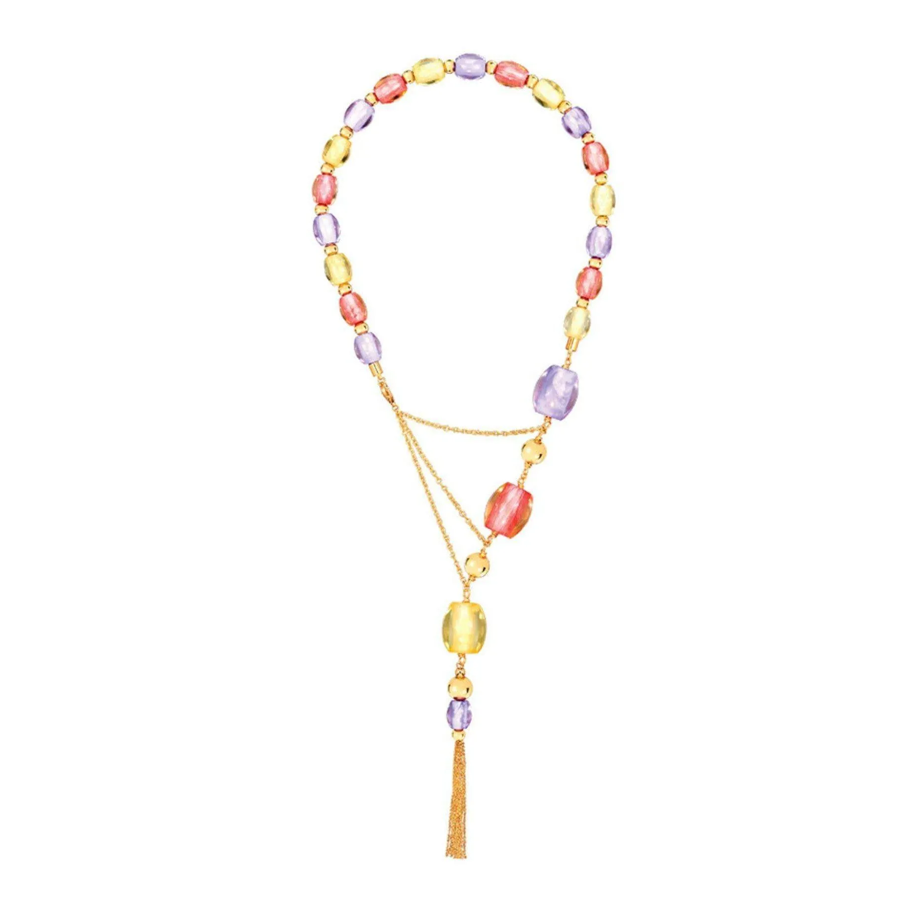 Lucite Bead   Tassel Necklace