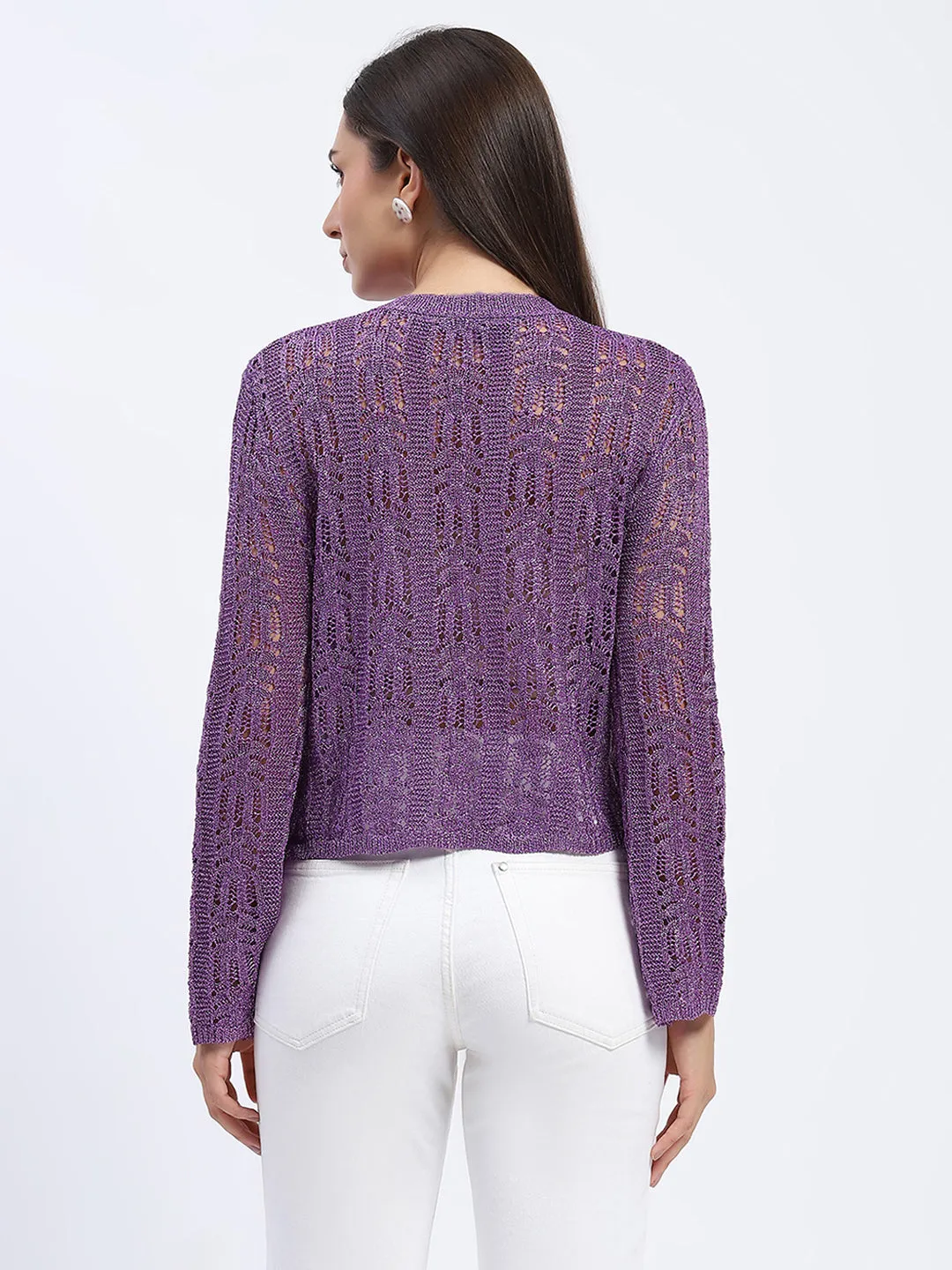 Madame Purple Open-Knit Top