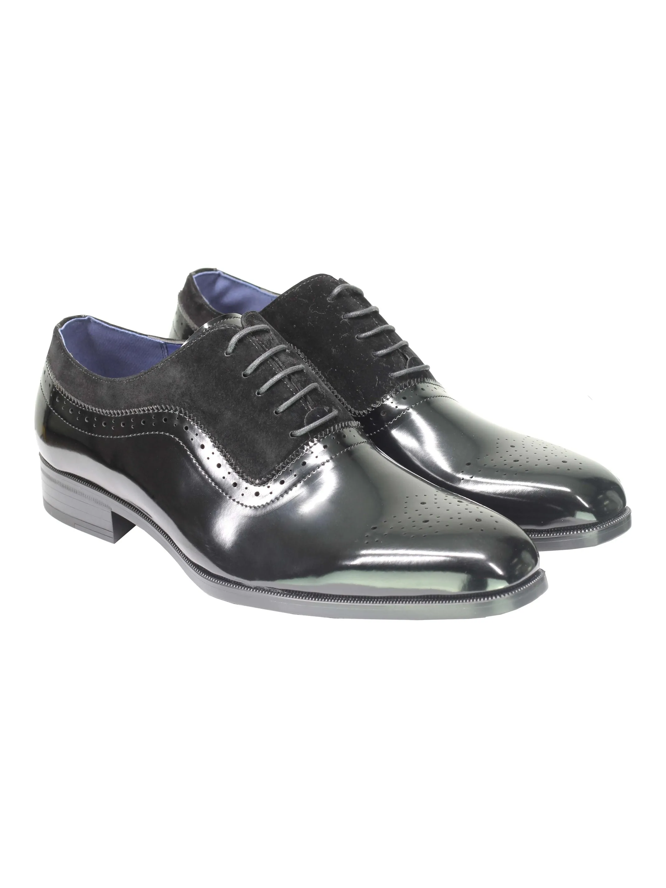 Mens Classic Brogues 2 Tone Suede & Leather Lined Smart Formal Lace up Shoes
