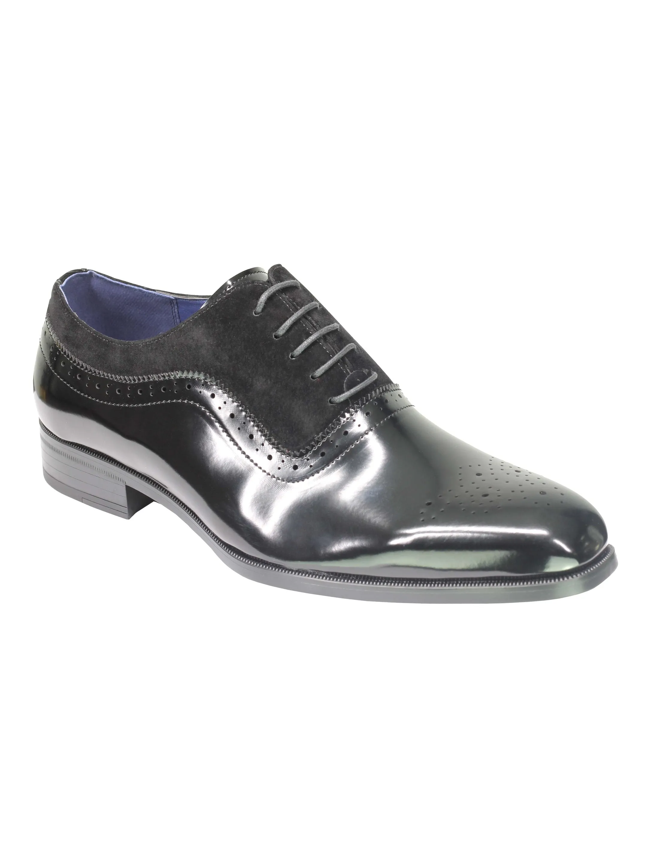 Mens Classic Brogues 2 Tone Suede & Leather Lined Smart Formal Lace up Shoes