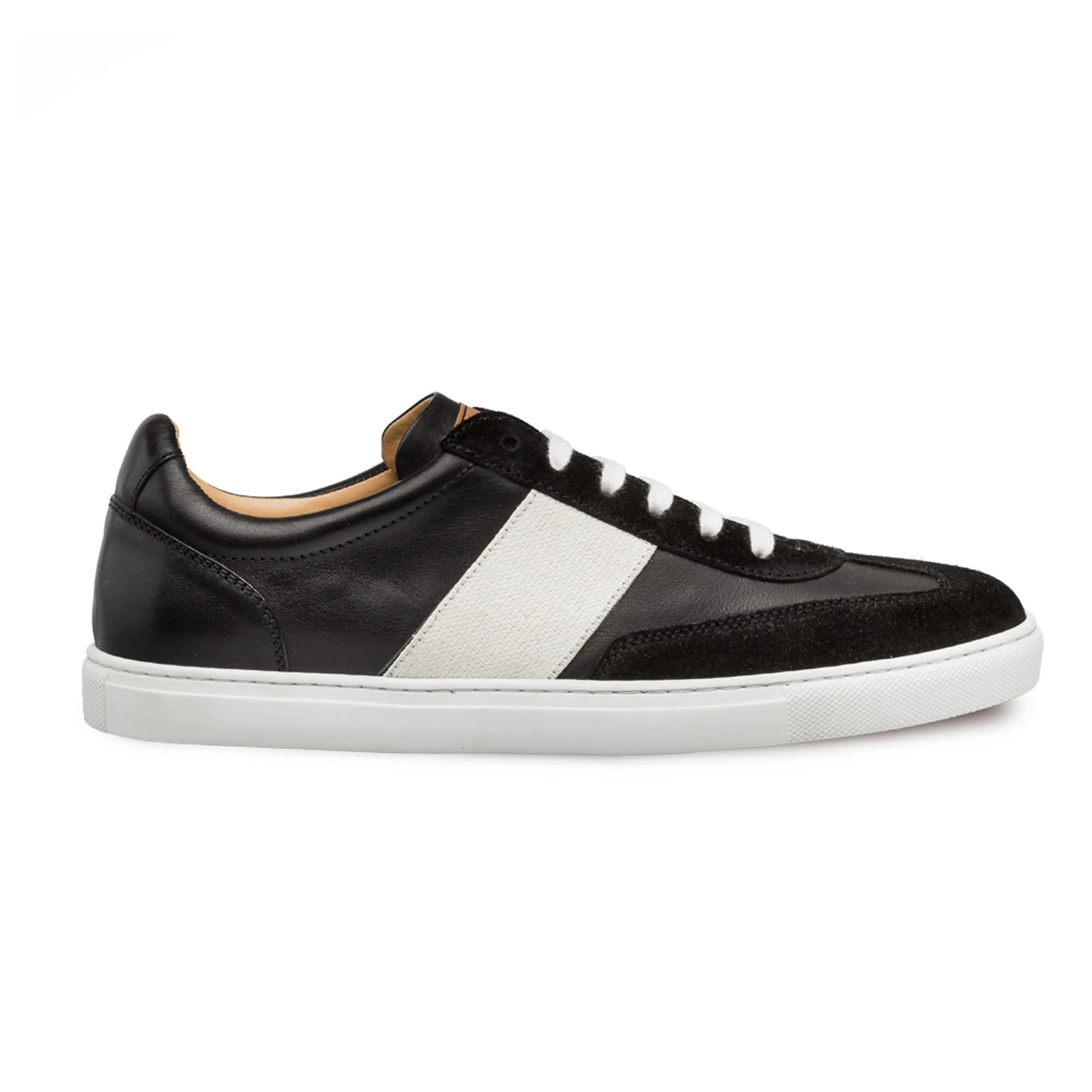 Mens Mezlan Wyatt Two Tone Calfskin & Suede Sneaker in White & Burgundy