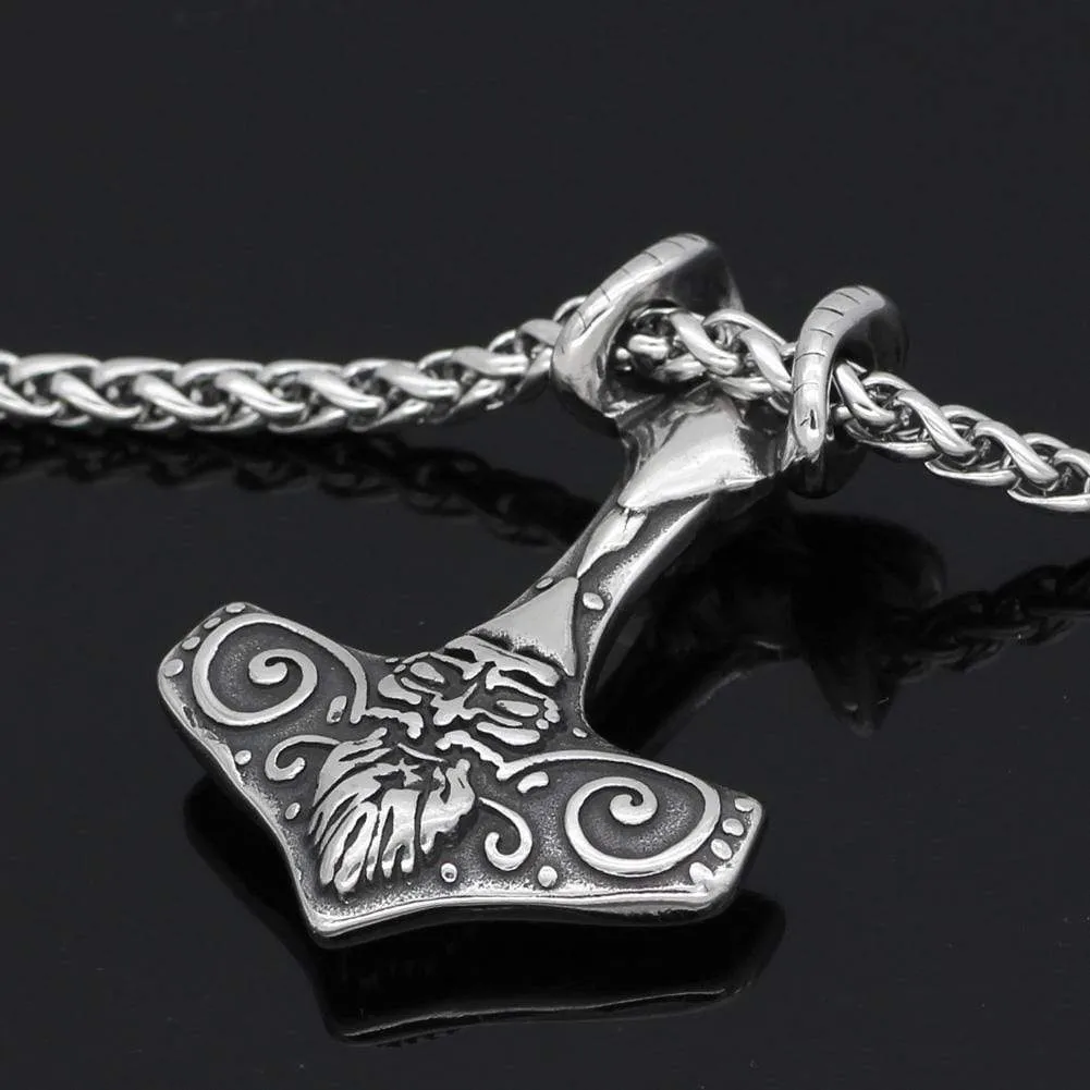 Mjolnir Necklace with Ram Horns