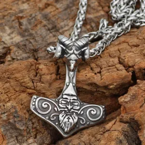Mjolnir Necklace with Ram Horns