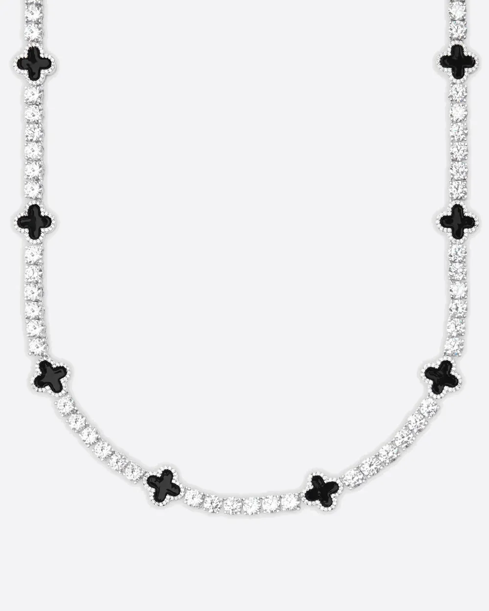 MOISSANITE BLACK CLOVER TENNIS CHAIN.