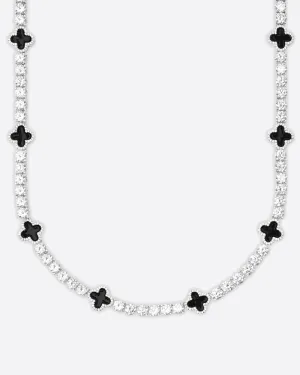 MOISSANITE BLACK CLOVER TENNIS CHAIN.