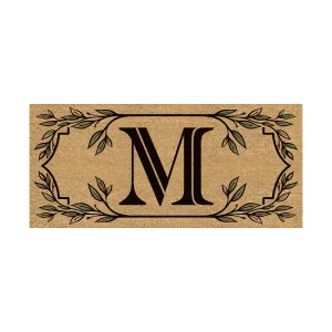 Monogram Flocked Sassafras Coir Switch Mat, Letter M,2rmc1288sm