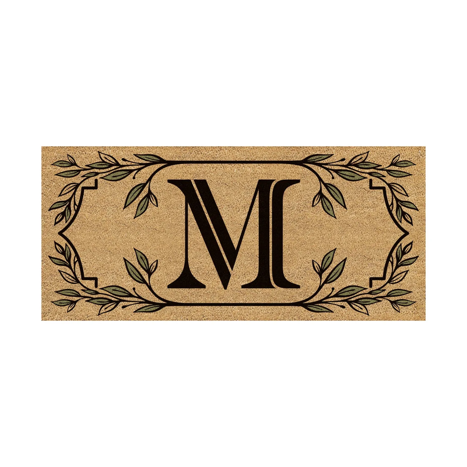 Monogram Flocked Sassafras Coir Switch Mat, Letter M,2rmc1288sm
