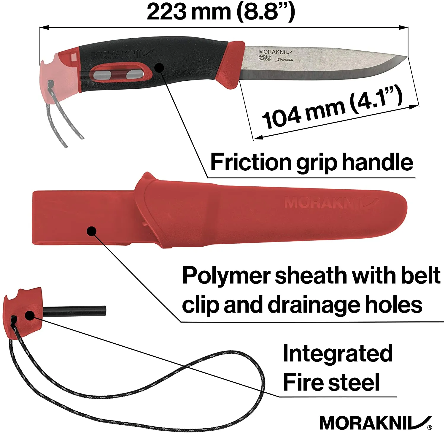 Morakniv Companion Spark Fixed-Blade Outdoor Knife and Fire Starter