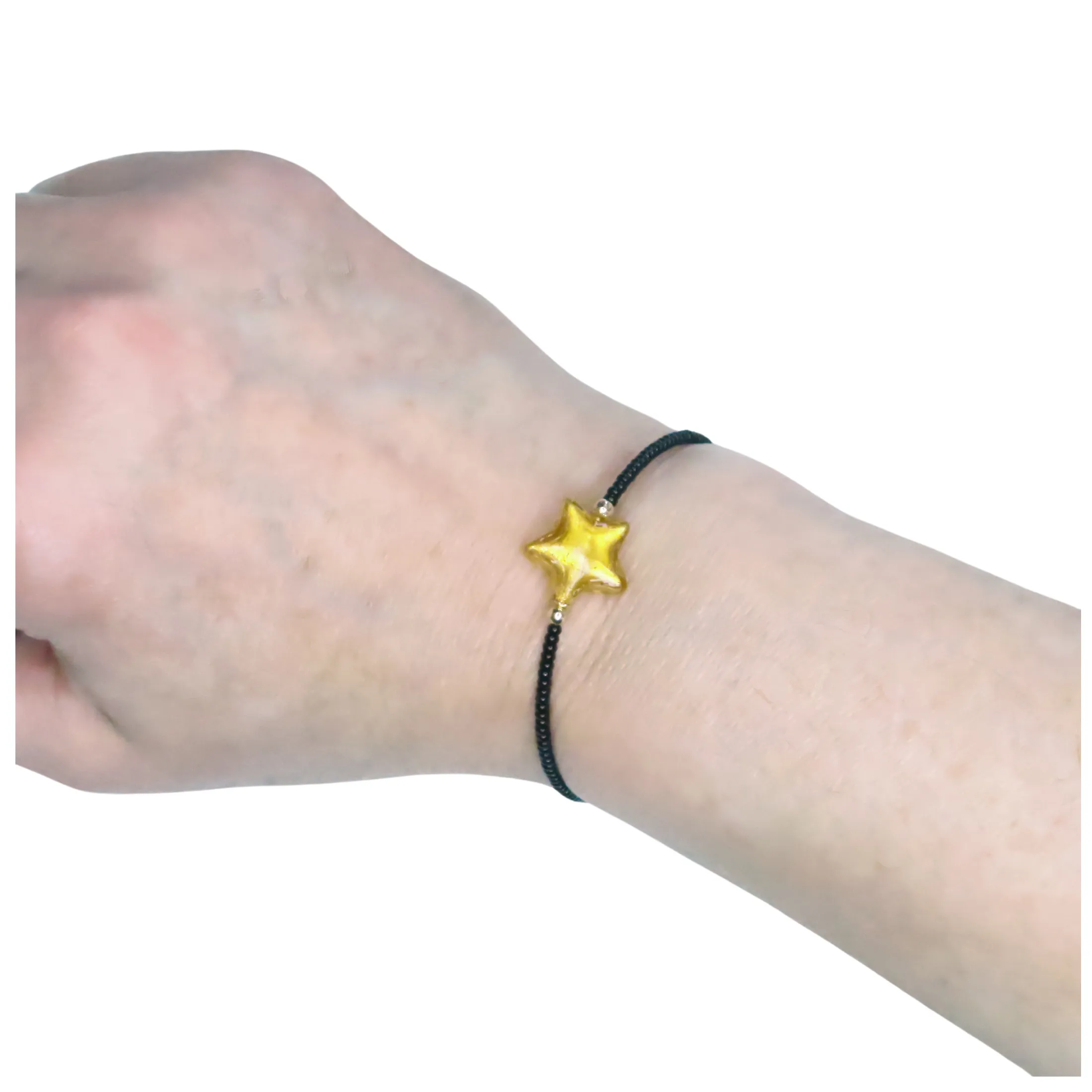 Murano Topaz Gold Star Bangle Memory wire bracelet