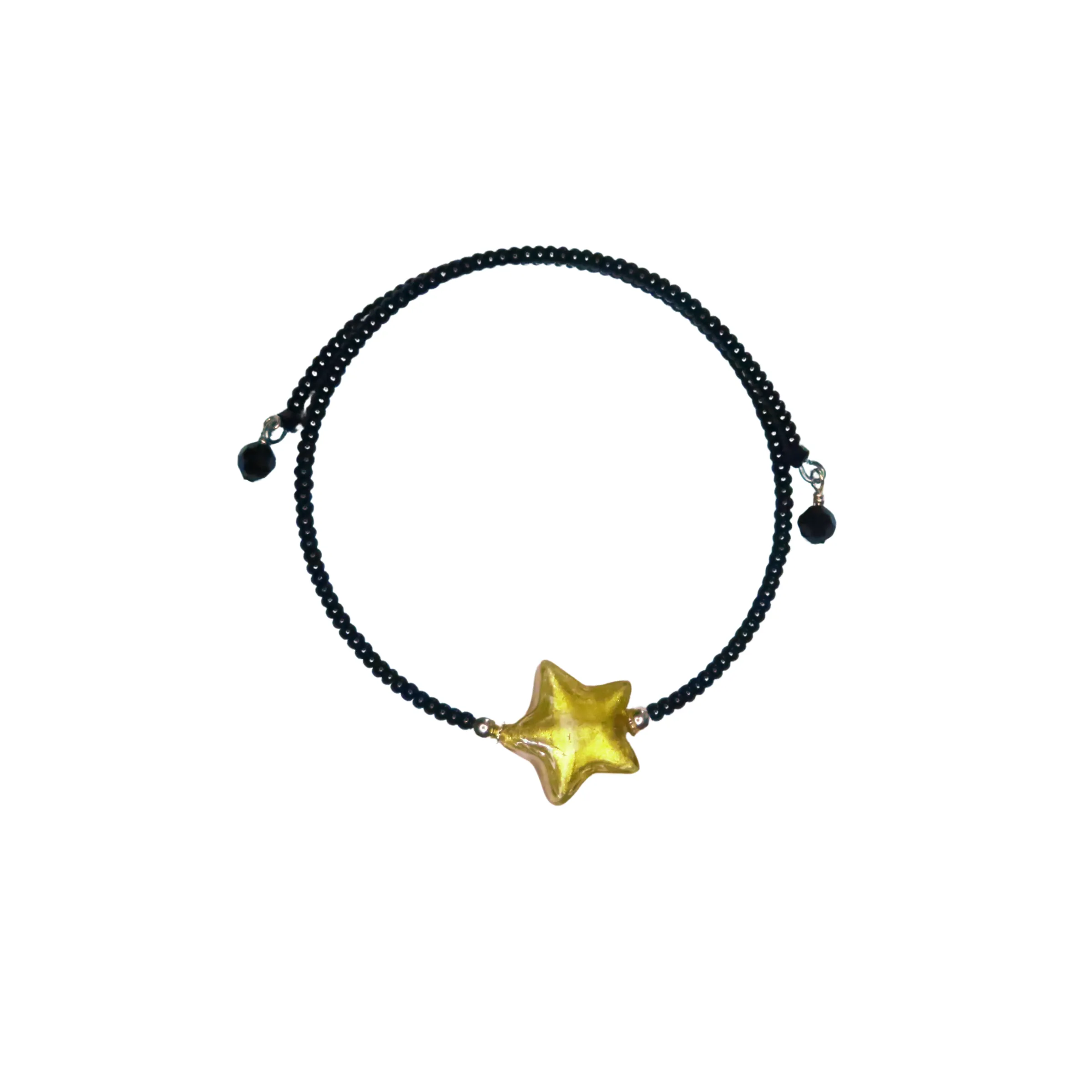 Murano Topaz Gold Star Bangle Memory wire bracelet