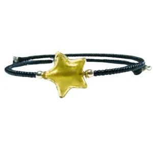 Murano Topaz Gold Star Bangle Memory wire bracelet