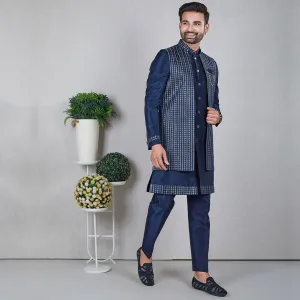 Nautical Navy Blue Indo-Western Ensemble with Designer Jacket