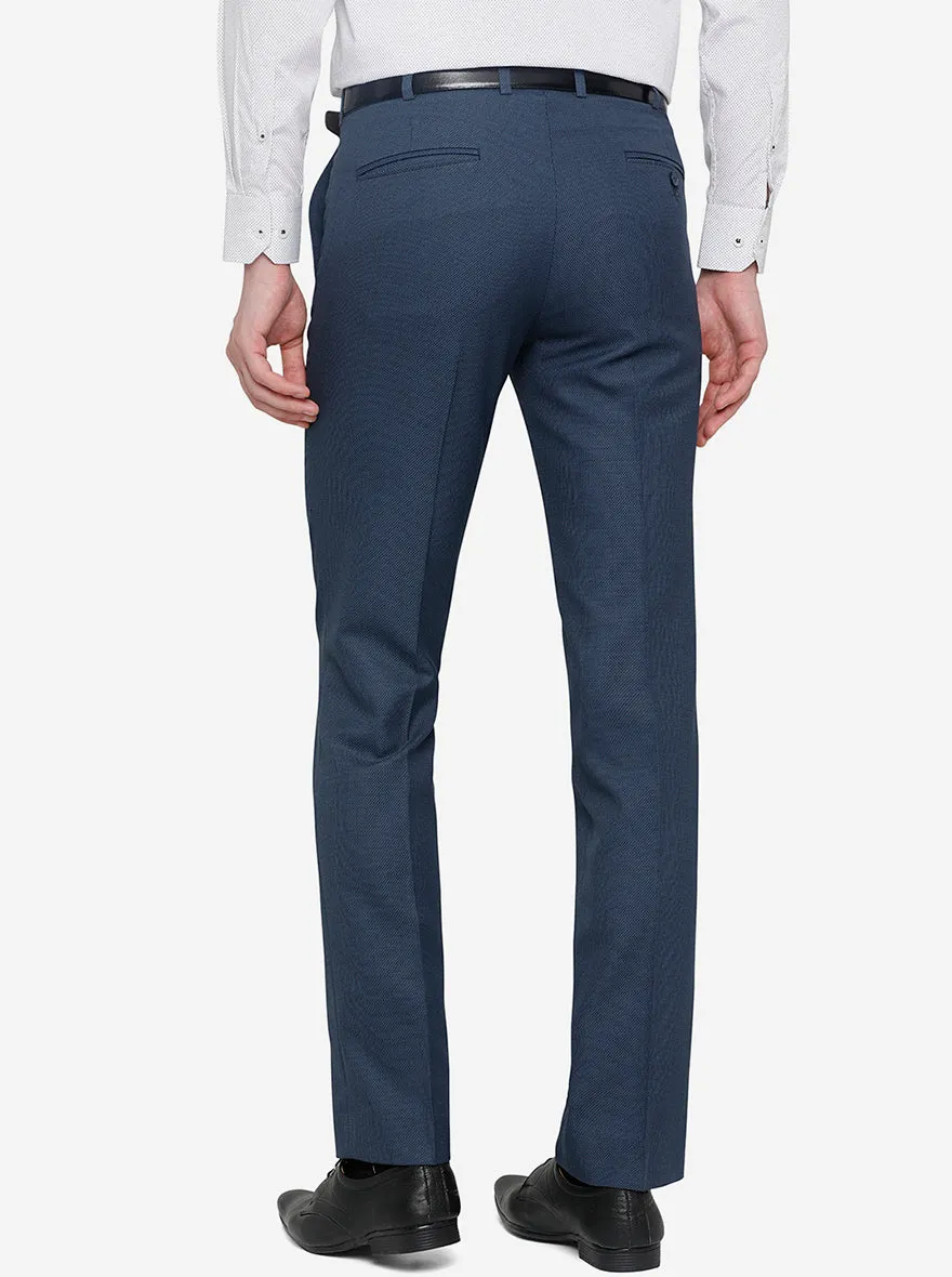 Navy Blue Solid Slim Fit Formal Trouser | Greenfibre