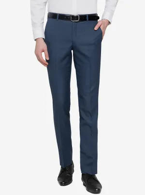 Navy Blue Solid Slim Fit Formal Trouser | Greenfibre